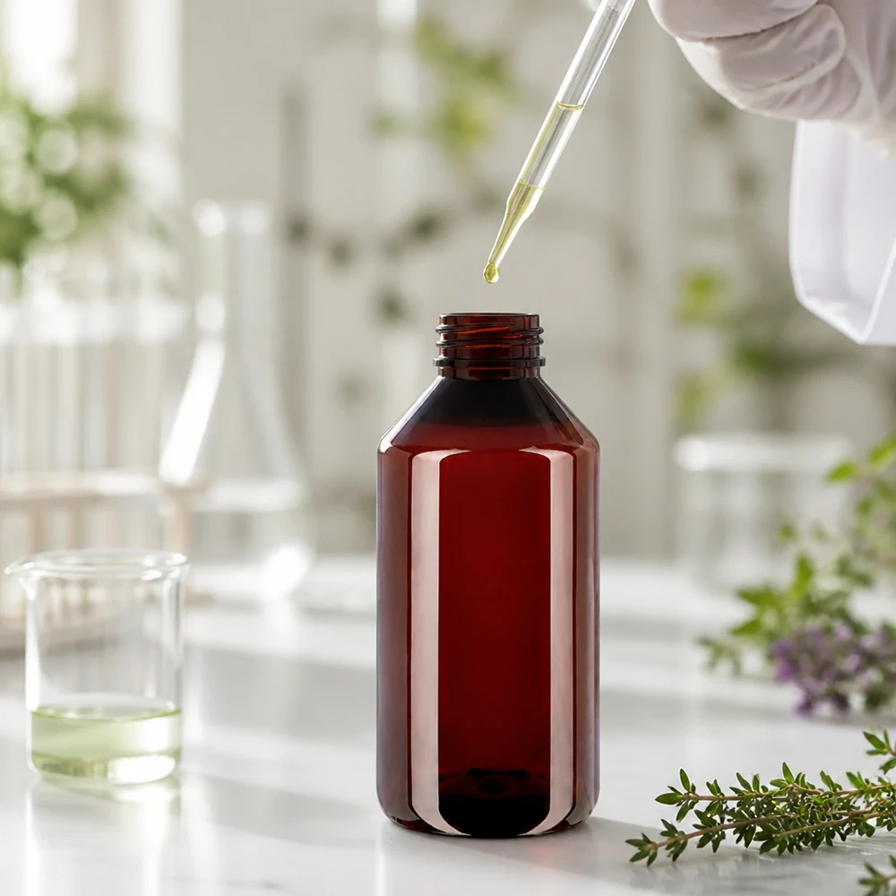 PET Flasche 1000ml mit weißem Standard Originalitätsverschluss Braunflasche 1000ml aus PET Kunststoff mit weißem OV ideal für Öle und Tinkturen