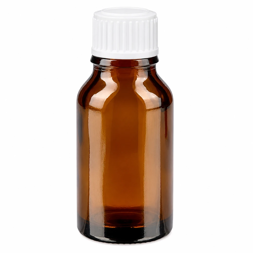 Apothekenflasche braun 15ml Schraubverschluss weiß Standard Kompakte 15ml Tropfflasche braun Glas pharmazeutische Verpackung weiß