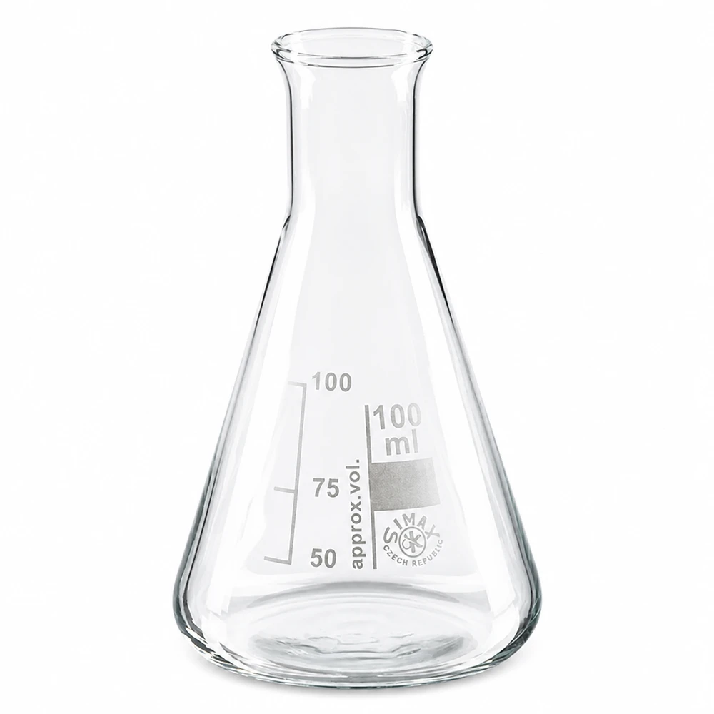 Erlenmeyerkolben 100ml Enghals Konische Glasflasche 100ml Erlenmeyerform mit Skala für wissenschaftliche Zwecke