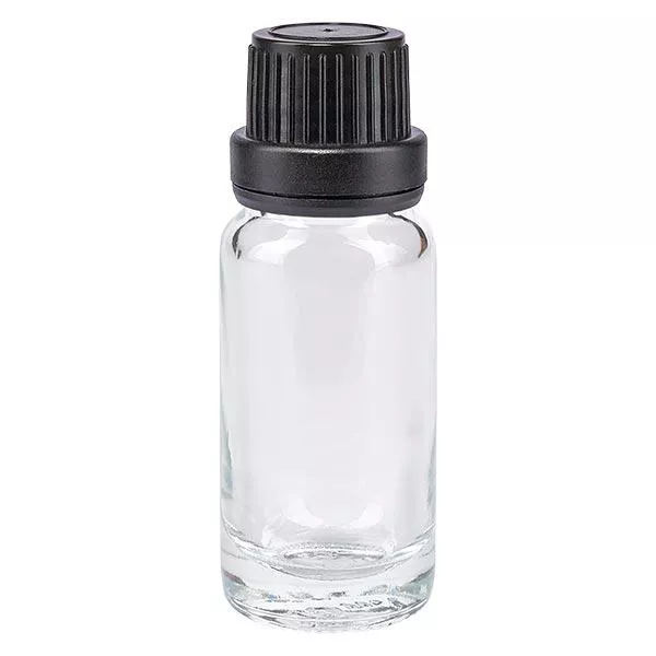 Apothekenflasche klar 10ml Schraubverschluss schwarz Dichteinlage Originalitätsverschluss