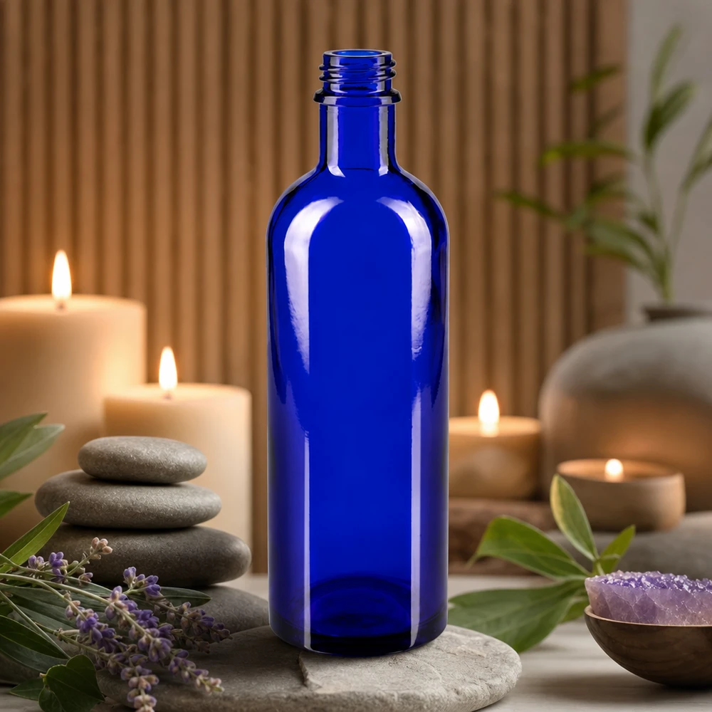 Premium Tropfflasche 200ml mit matter Blauglas-Optik für professionelle Anwendungen