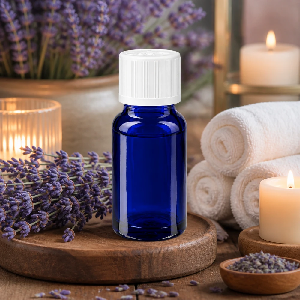 Kobaltblaue 10ml Glasflasche mit Kindersicherheitsverschluss für Naturkosmetik und Essenzen