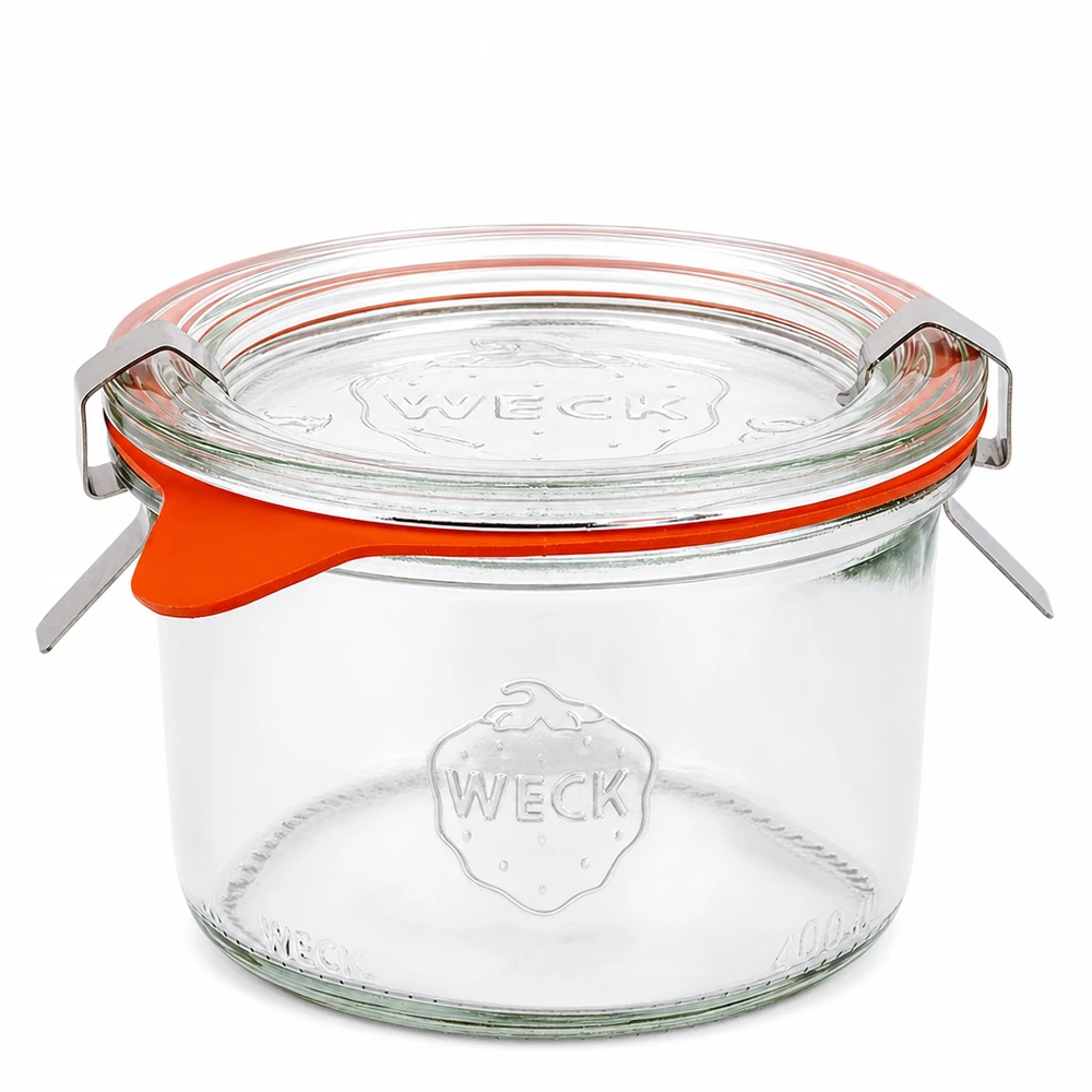 200ml Sturzglas komplett WECK RR80 WECK Sturzglas 200ml RR80 mit Glasdeckel und orangem Gummiring Einmachglas Vorratsglas komplett