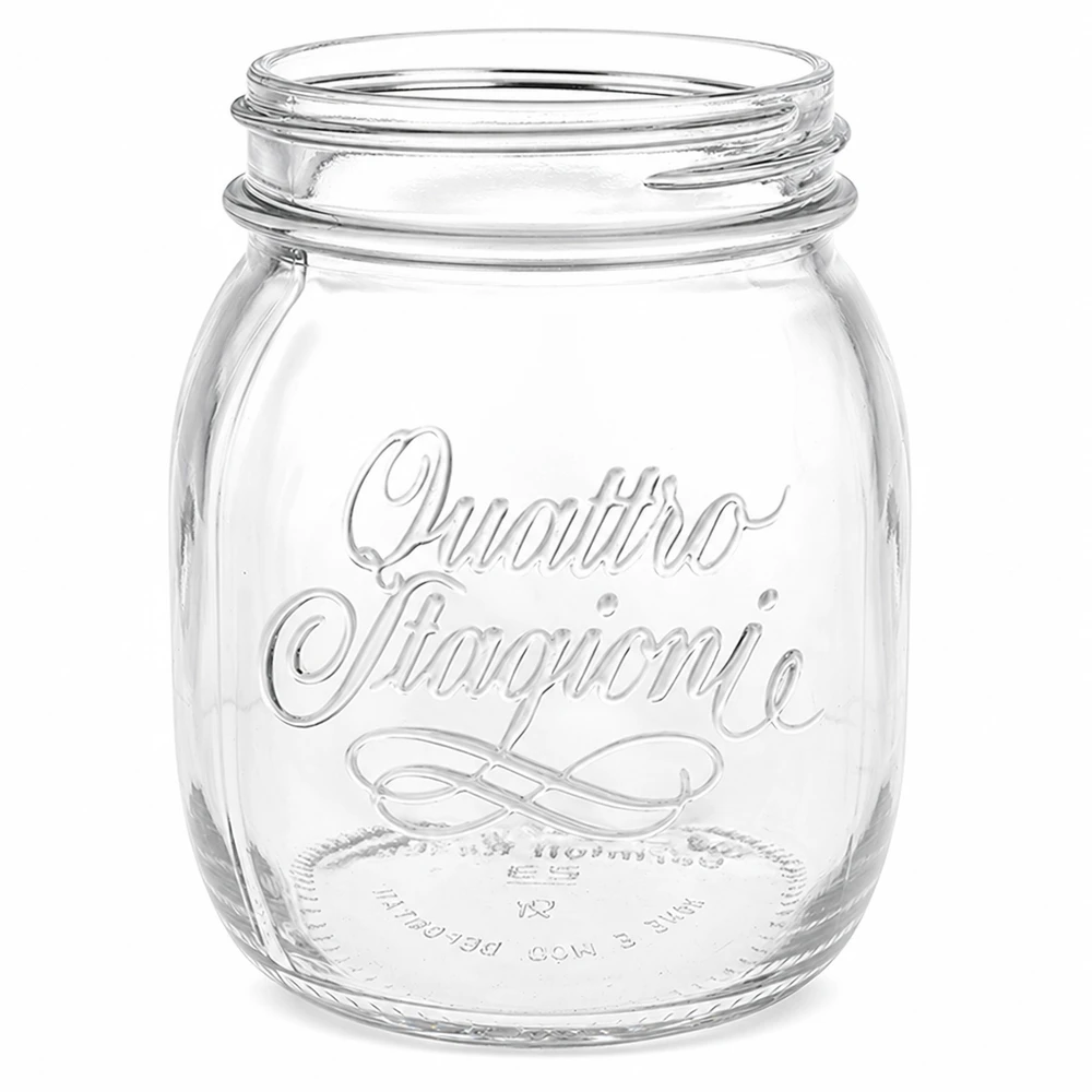 700ml Rundglas "Quattro Stagioni" QS86mm 700ml Quattro Stagioni Haushaltsglas mit Schraubgewinde, transparentes Einmachglas für Konservierung und Aufbewahrung