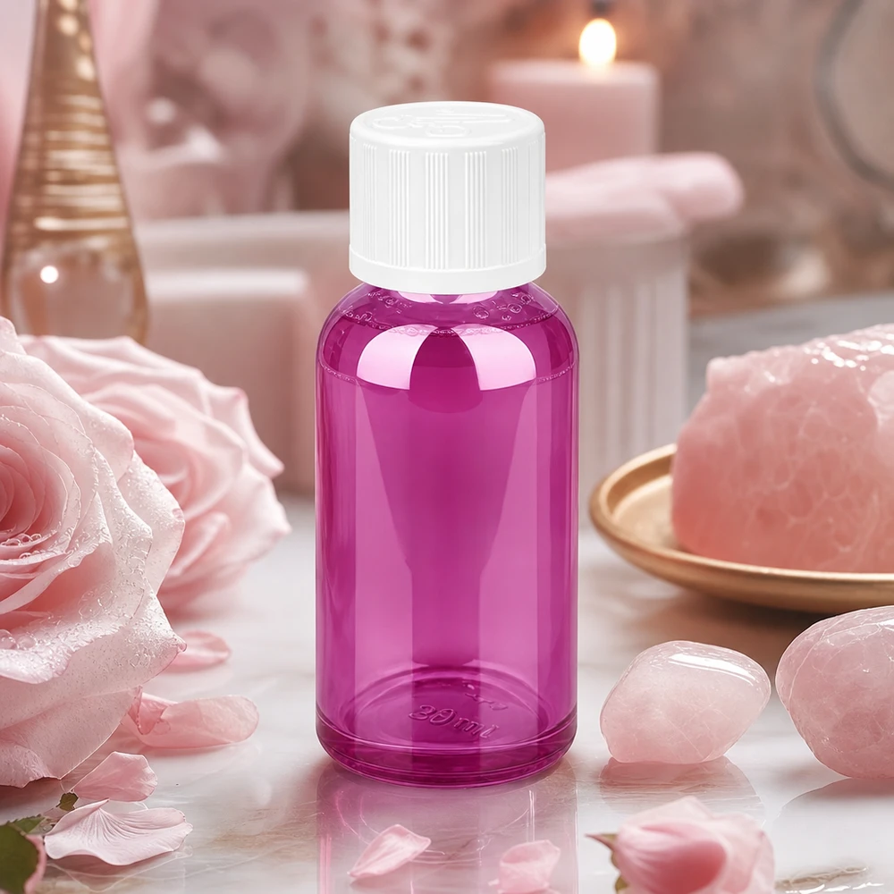 Elegante 30ml Glasflasche in Violett - perfekte Größe für Proben und kleine Chargen