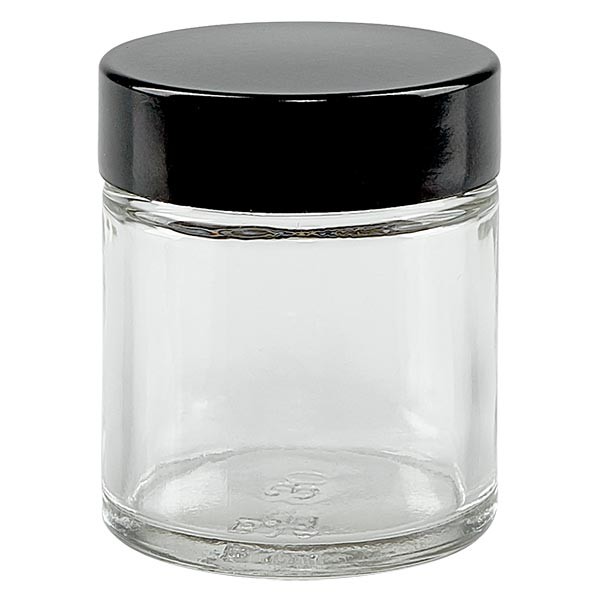 30ml Glastiegel. klar, mit schwarzem Bakelit ApoGlas 30ml Glastiegel. klar, mit schwarzem Bakelit ApoGlas