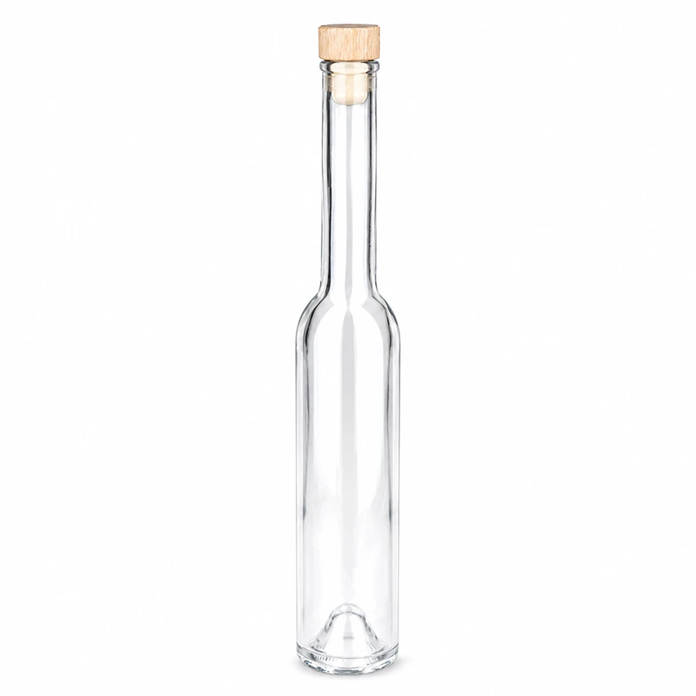 200ml Glasflasche "Hugo" mit Holzgriff-Korken UNiTWIST 200ml Glasflasche Hugo mit Holzgriff-Korken UNiTWIST - transparente leere Flasche mit Naturkorken