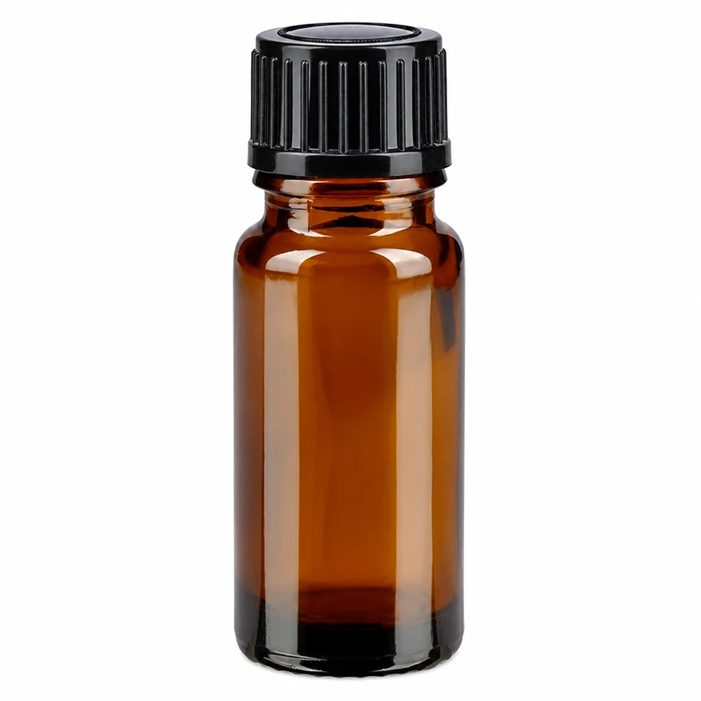 Apothekenflasche braun 10ml Schraubverschluss schwarz Standard Kompakte Apothekerflasche 10ml braun mit schwarzem Originalitätsverschluss 11mm