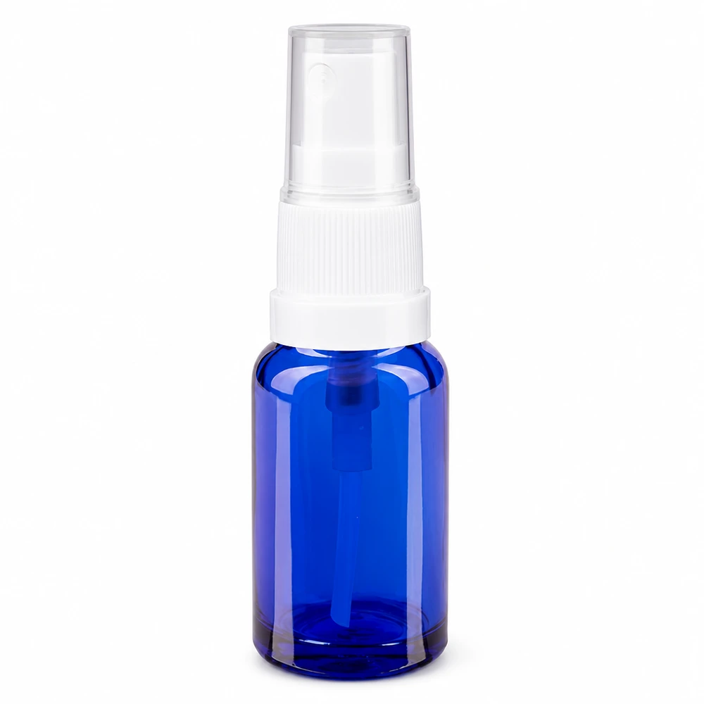 Apothekenflasche blau 10ml Sprayaufsatz weiß Blaue 10ml Glasflasche mit Zerstäuber für ätherische Öle Parfüm und Pharmazieprodukte