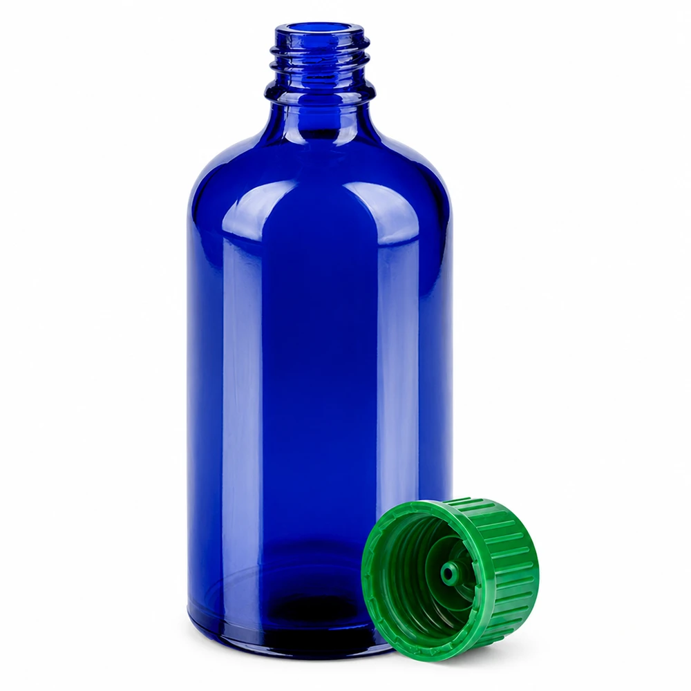 100ml Flasche 11mm Schraubverschluss grün Standard BlueLine UT18/100 Professionelle blaue 100ml Flasche 11mm Öffnung ideal für Labore und Medizin