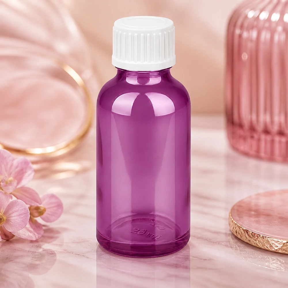 Elegante Purple Tropfflasche 30ml mit weißem Verschluss für professionelle Präsentation
