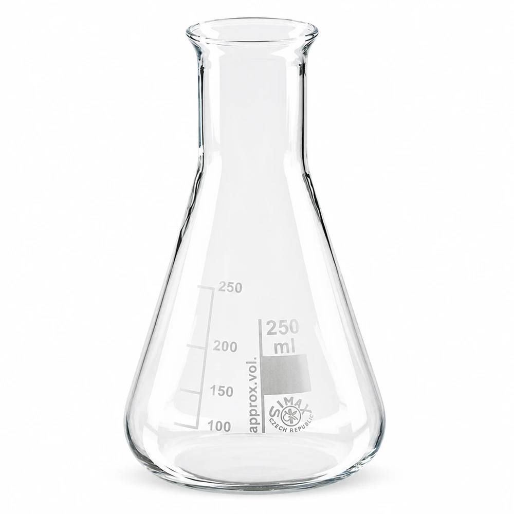 Erlenmeyerkolben 250ml Enghals Wissenschaftlicher Glaskolben 250ml Erlenmeyerform mit Enghals für Laboranwendungen