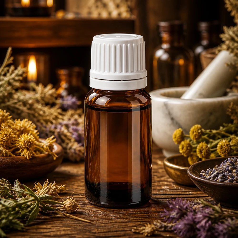10ml braune Glasflasche mit weißem Schraubverschluss für professionelle Aromamischungen