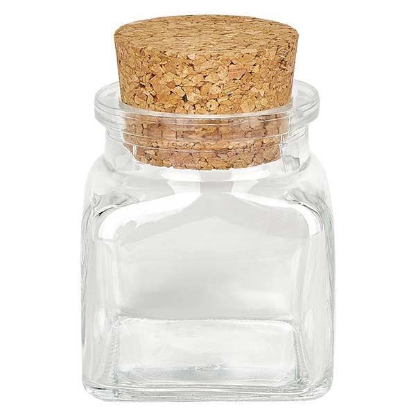 Quadratus 120ml klar, Öffn 39mm, mit Kork 38/42