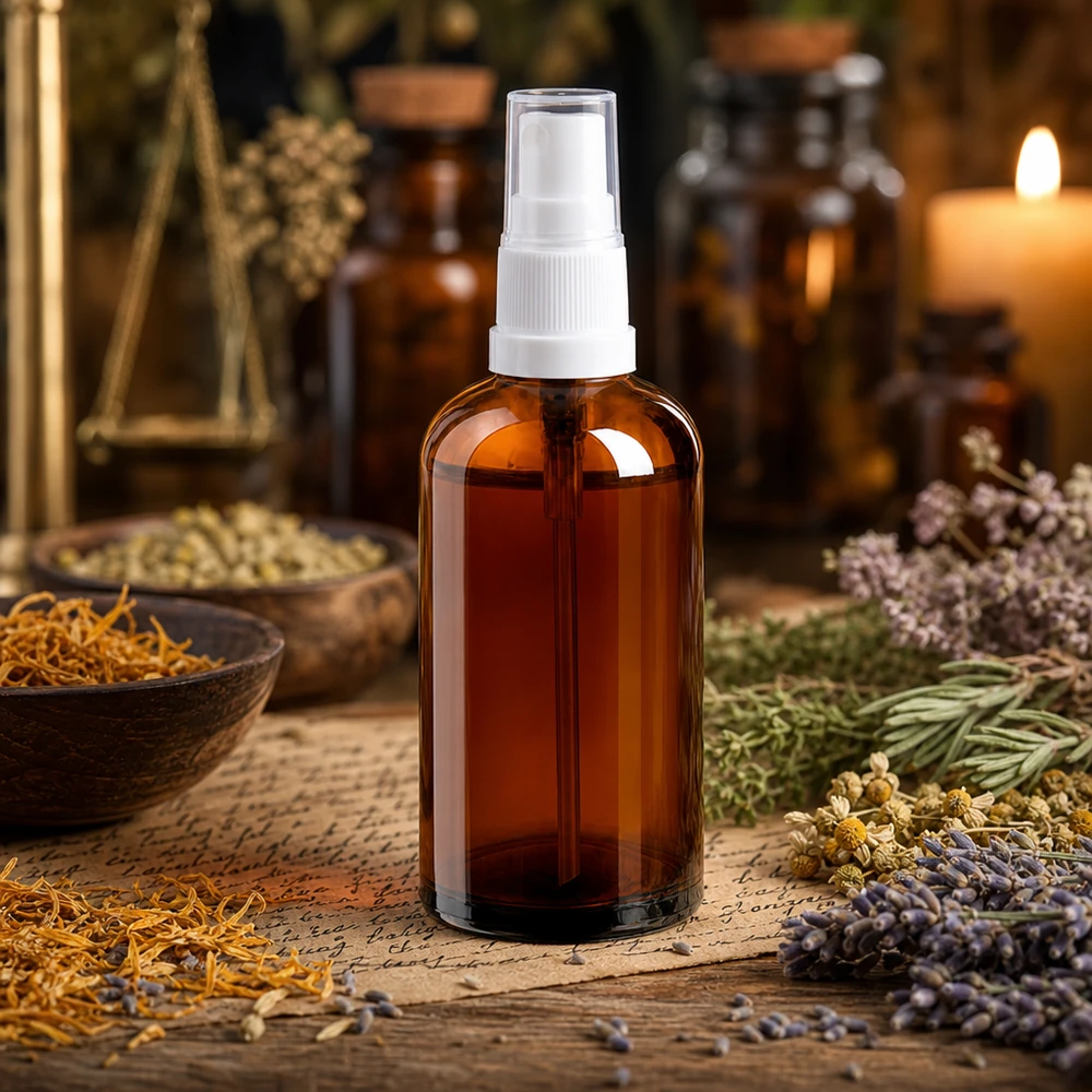 Stilvolle 100ml Bernsteinglas-Sprühflasche mit matter Oberfläche für hochwertige Beauty-Produkte