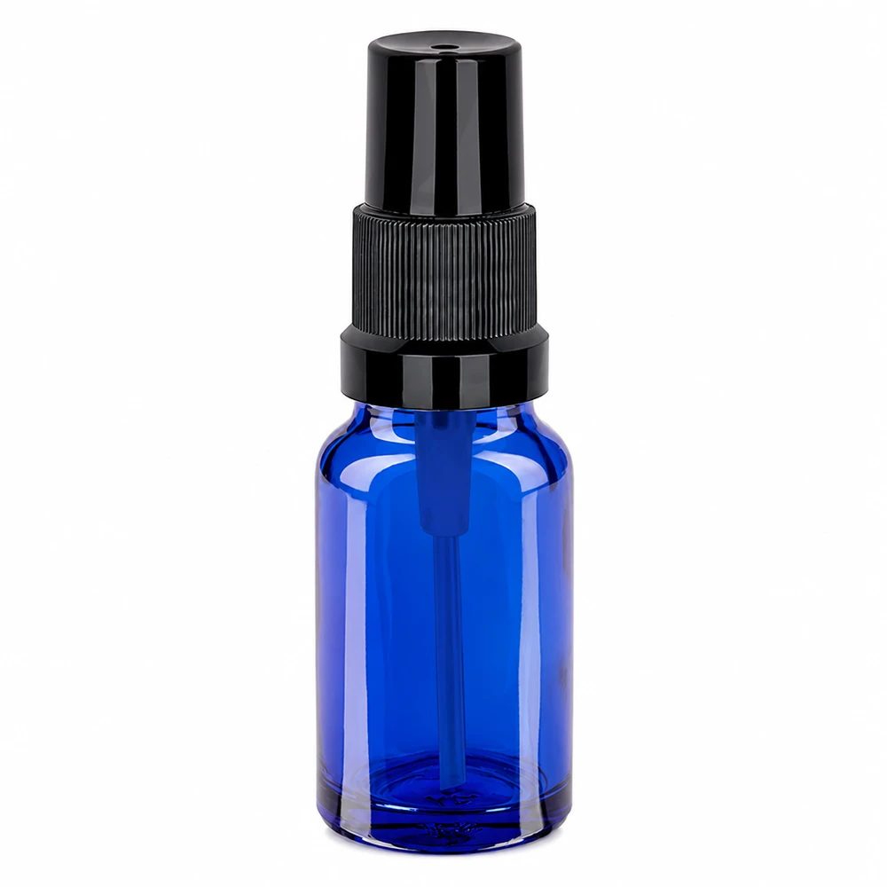 10ml Sprayflasche schwarz Standardverschluss BlueLine UT18/10 Praktische Mini-Sprayflasche 10ml blau-schwarz mit feinem Sprühnebel für präzise Dosierung