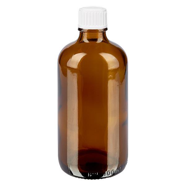 Apothekenflasche braun 100ml Schraubverschluss weiß Standard Apothekenflasche braun 100ml Schraubverschluss weiß Standard