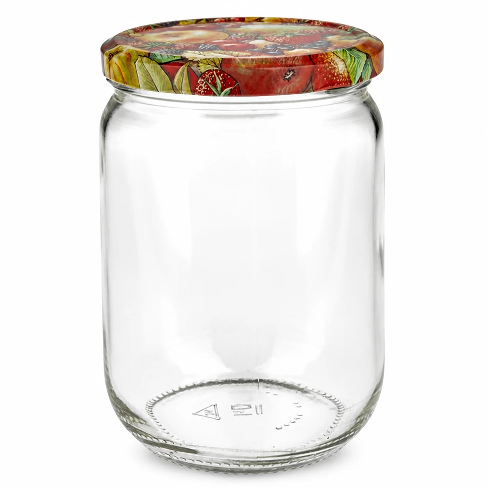 555ml Rundglas + BasicSeal Deckel Obst-Dekor UNiTWIST UNiTWIST Glasbehälter 555ml mit BasicSeal Obstdekor Deckel für Küche und Vorrat