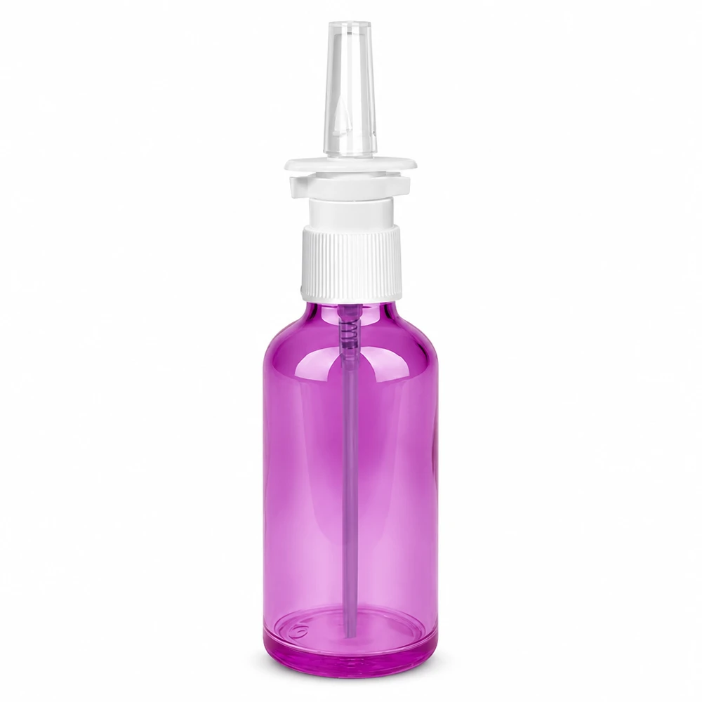 50ml Nasenspray Behälter in Violett für medizinische Lösungen mit dosiertem Sprühventil