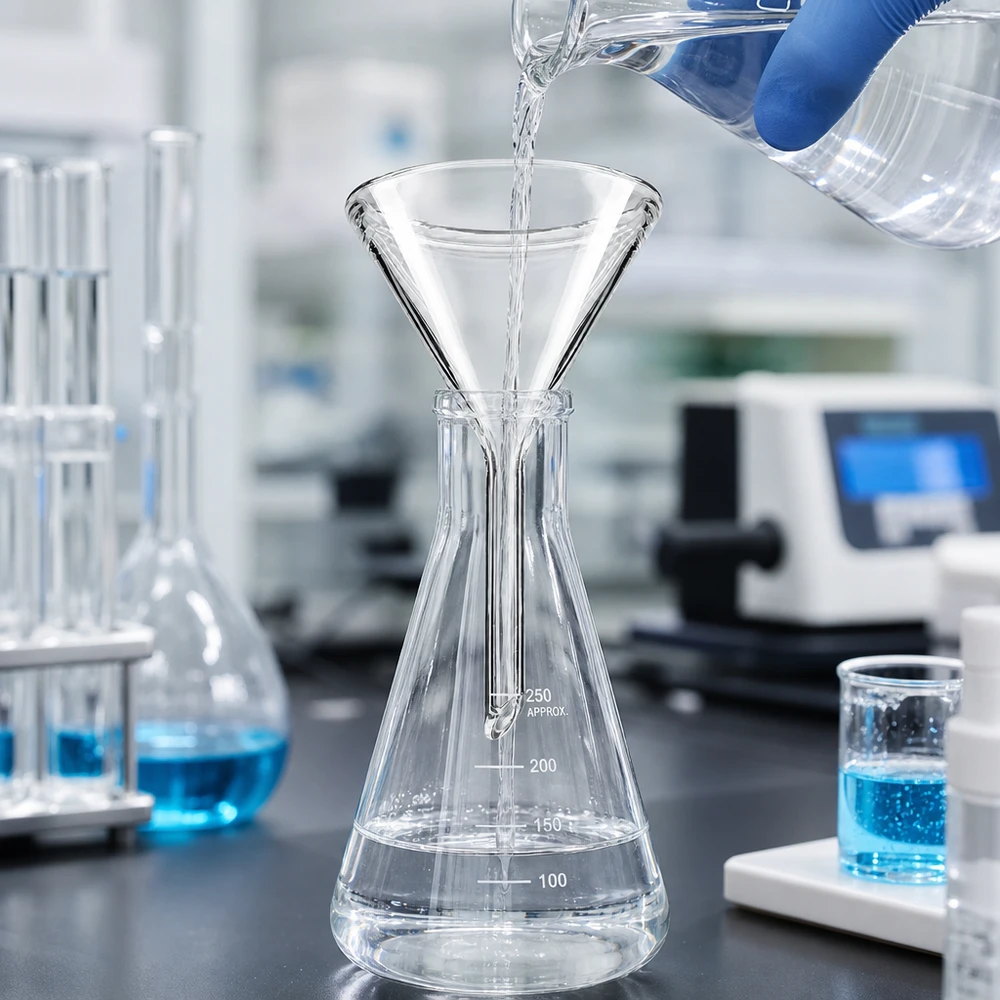 Trichter ø45mm Kalk-Soda, Winkel 60°, Kurzstil Glatter Glastrichter 45mm leicht zu reinigen ideal für Kosmetikherstellung und Parfümöle