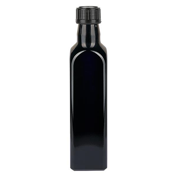 Glasflasche eckig 1000 ml Schraubverschluss schwarz Glasflasche eckig 1000 ml Schraubverschluss schwarz
