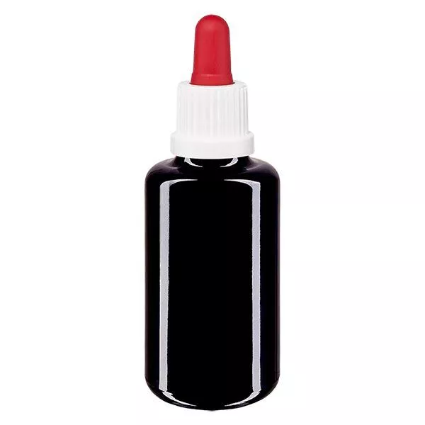 Apothekenflasche violett 30ml Pipette weiß/rot Originalitätsverschluss Apothekenflasche violett 30ml Pipette weiß/rot Originalitätsverschluss