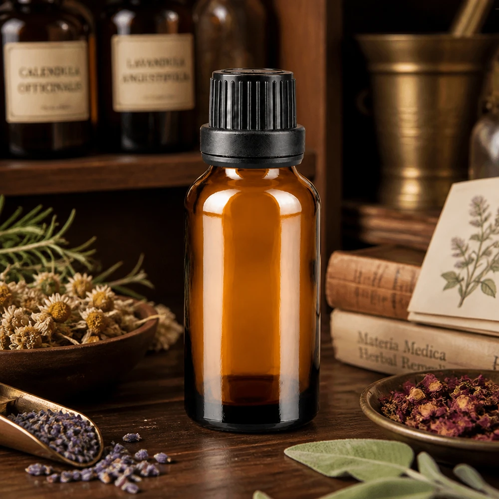 Apothekenflasche braun 20ml Tropfverschluss Giessring 2mm schwarz Originalitätsverschluss UV-schützende 20ml Braunglasflasche mit 2mm Tropfeinsatz für Naturheilkunde und Aromatherapie