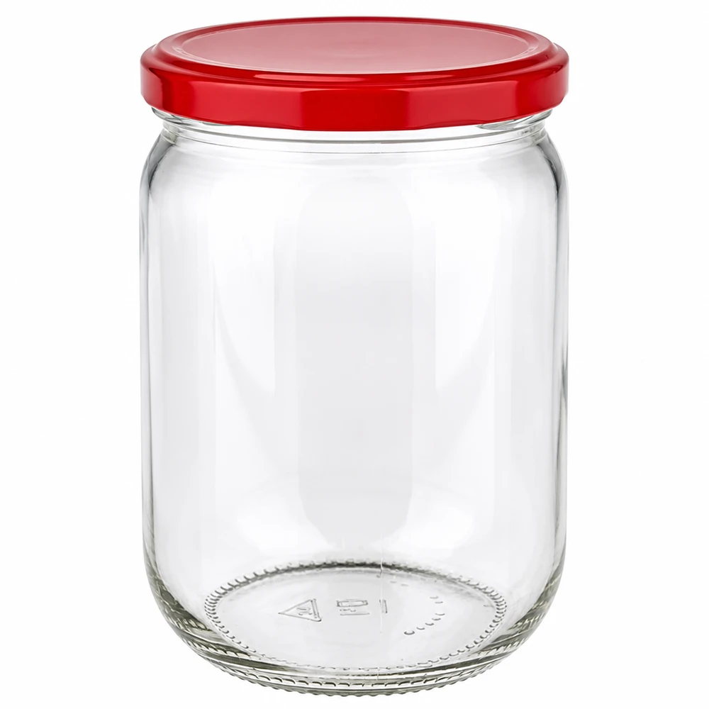555ml Rundglas + BasicSeal Deckel rot UNiTWIST Großes Schraubglas 555ml mit rotem Deckel UniTwist BasicSeal für Küche und Vorratskammer