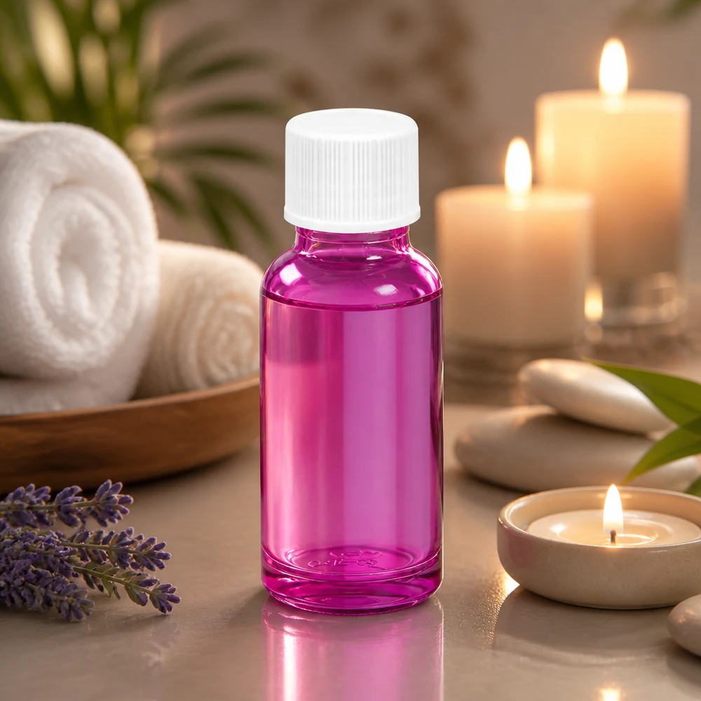 Dekorative purple Glasflasche 20ml mit weissem SV-Verschluss für Geschenke und Präsente