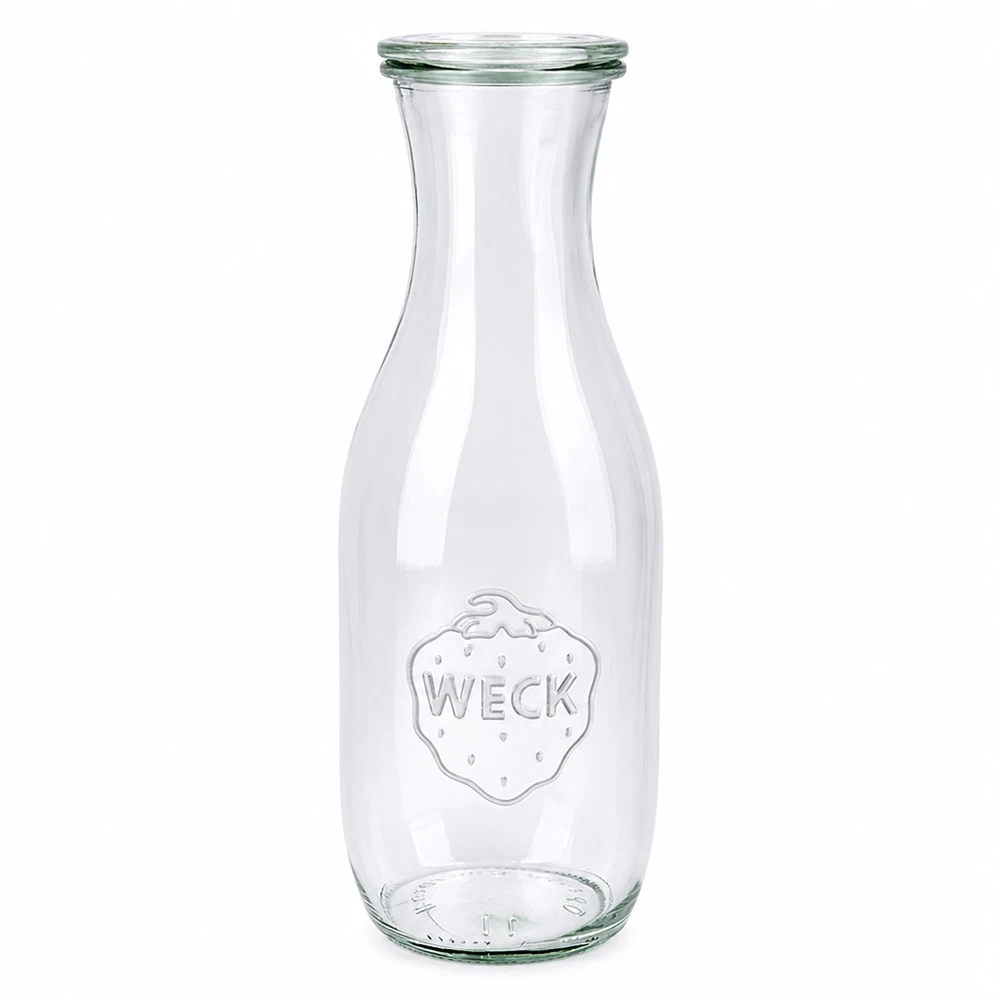 1062ml Saftflasche mit Glasdeckel WECK RR60 WECK Saftflasche 1062ml aus Glas mit Deckel RR60 transparente Glasflasche zum Einmachen von Säften