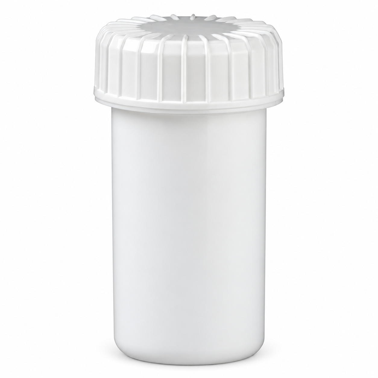 weiße Schraubdose 20 ml mit gerilltem Deckel – qualitätsoptimiertes Produktfoto
