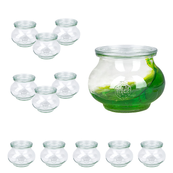 12er Set Weck Gläser 220ml Schmuckgläser, 1/4L Sturzgläser m