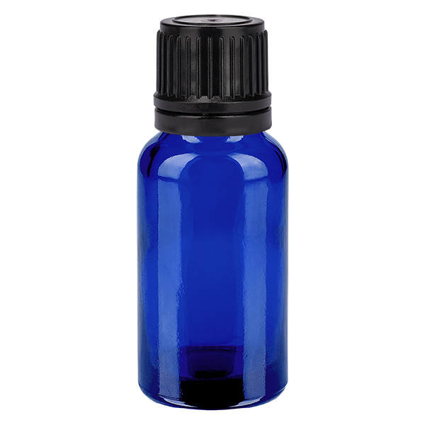 20ml Globuliflasche 8mm Giessring schwarz Originalitätsverschluss BlueL. UT18/20