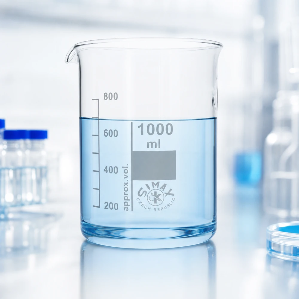 Transparentes Borosilikatglas-Becherglas 1000ml mit ergonomischem Ausguss für Laborprofis