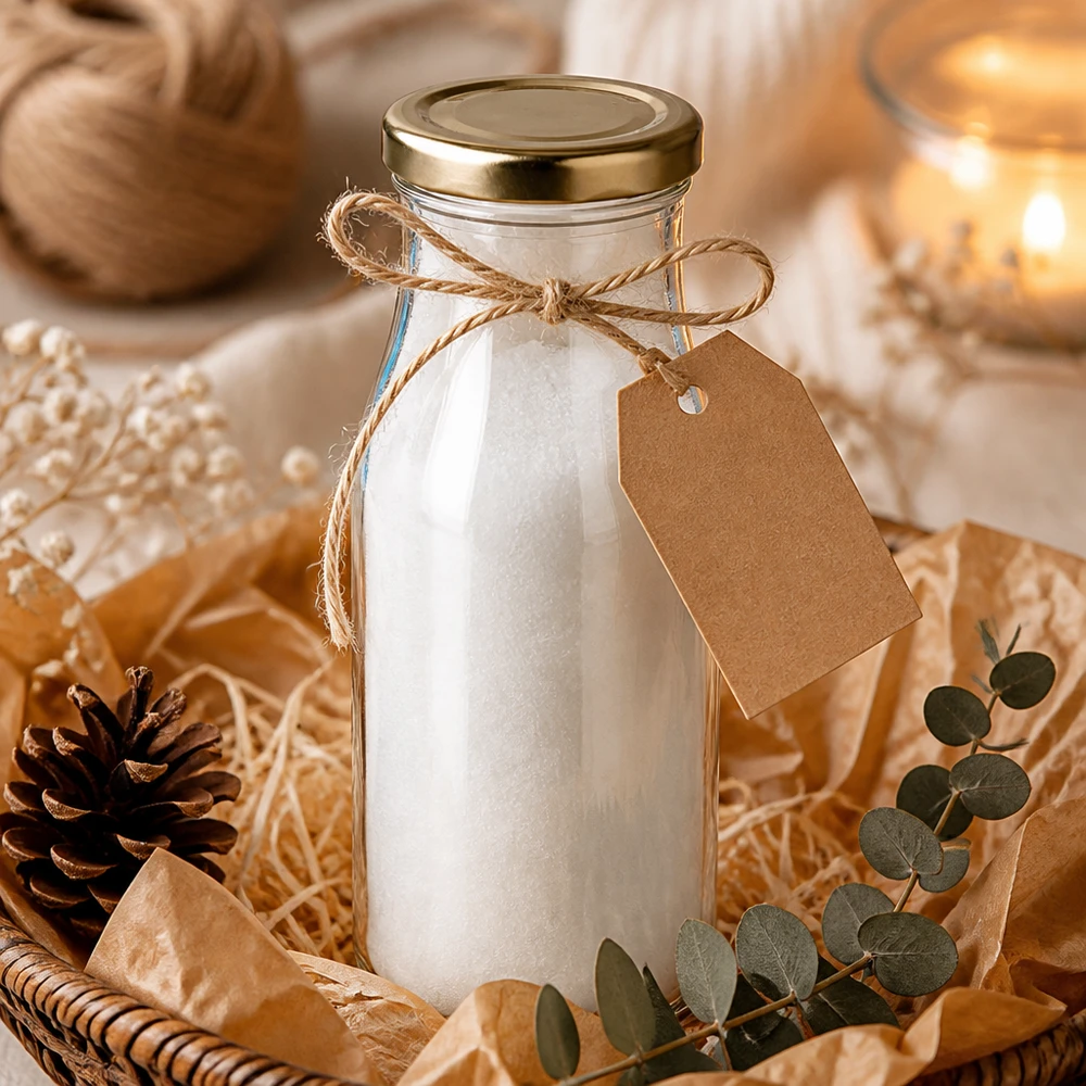 Transparente 150ml Glasflasche mit Schraubverschluss gold für selbstgemachte Geschenke und Badesalz