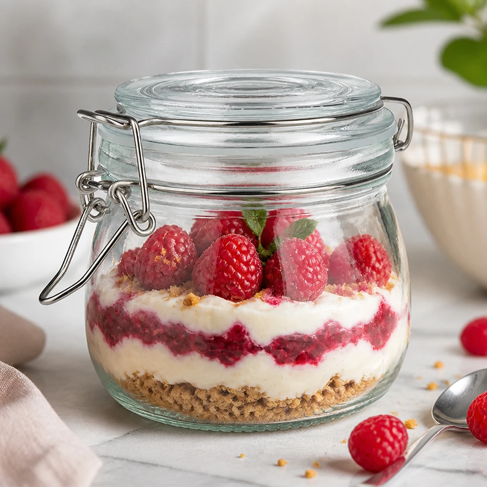 500ml Vorratsglas mit Silikonring und Bügelverschluss UNiTWIST Luftdichter Verschluss des 500ml Glases hält Desserts und Schichtkreationen perfekt frisch
