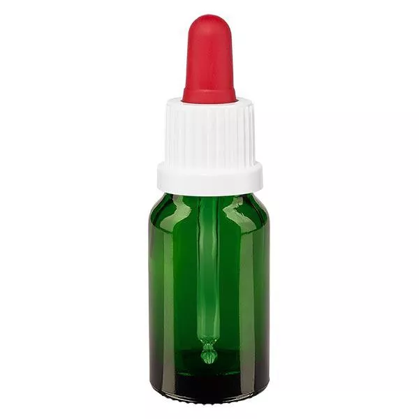 Apothekenflasche grün 10ml Pipette weiß/rot Originalitätsverschluss