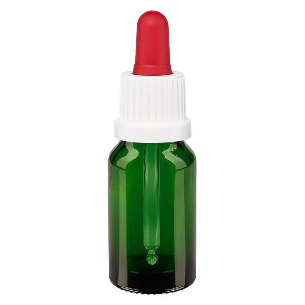 Apothekenflasche grün 10ml Pipette weiß/rot Originalitätsverschluss