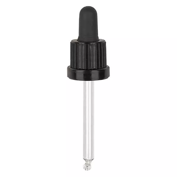 Glas-Tropfpipette, schwarz/schwarz PL63 Originalitätsverschluss II Glas-Tropfpipette, schwarz/schwarz PL63 Originalitätsverschluss II