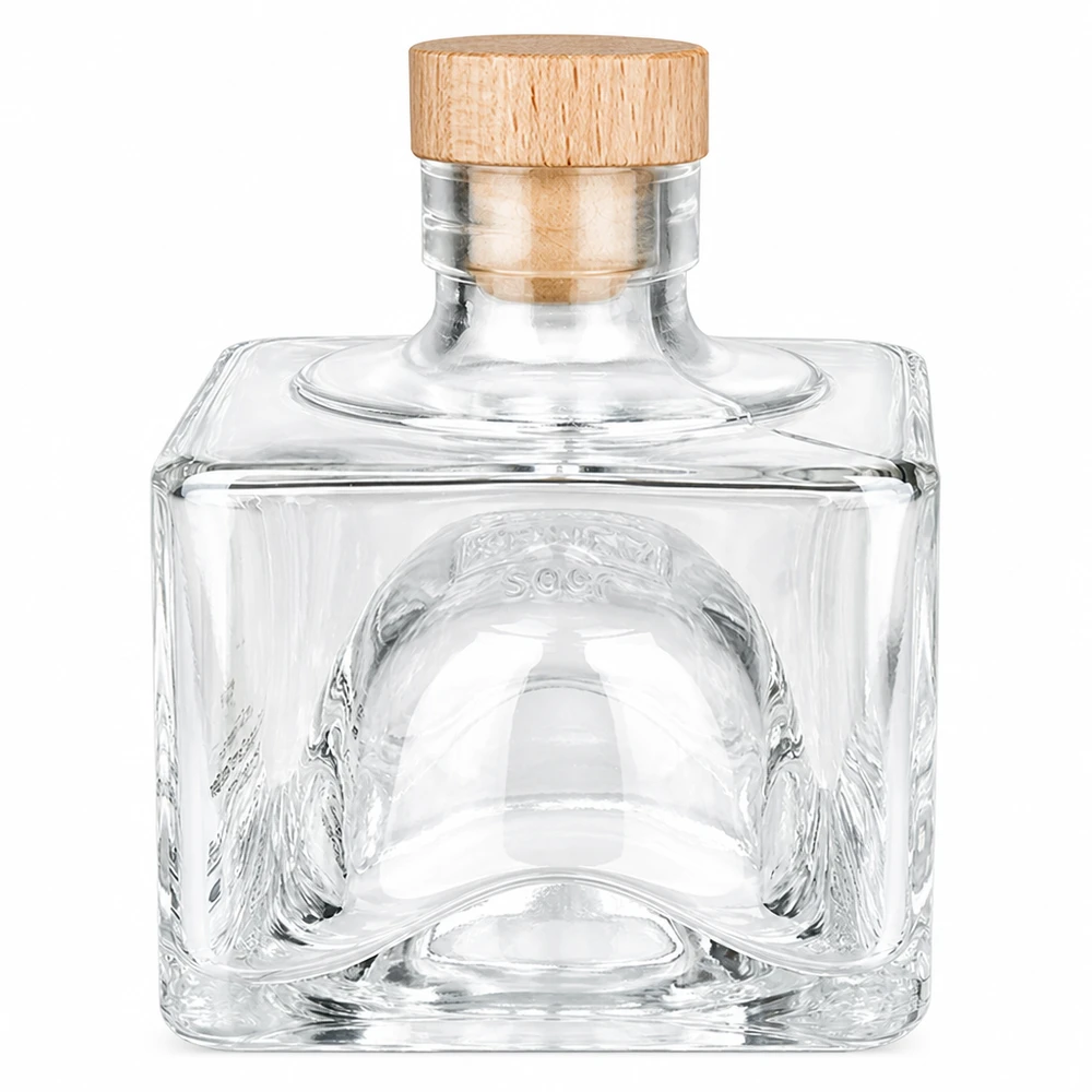 200ml Glasflasche "Bob" mit Holzgriff-Korken UNiTWIST 200ml Glasflasche Bob mit Holzkorken, quadratische Form, transparentes Glas, UNiTWIST Verschluss, Dekoflasche