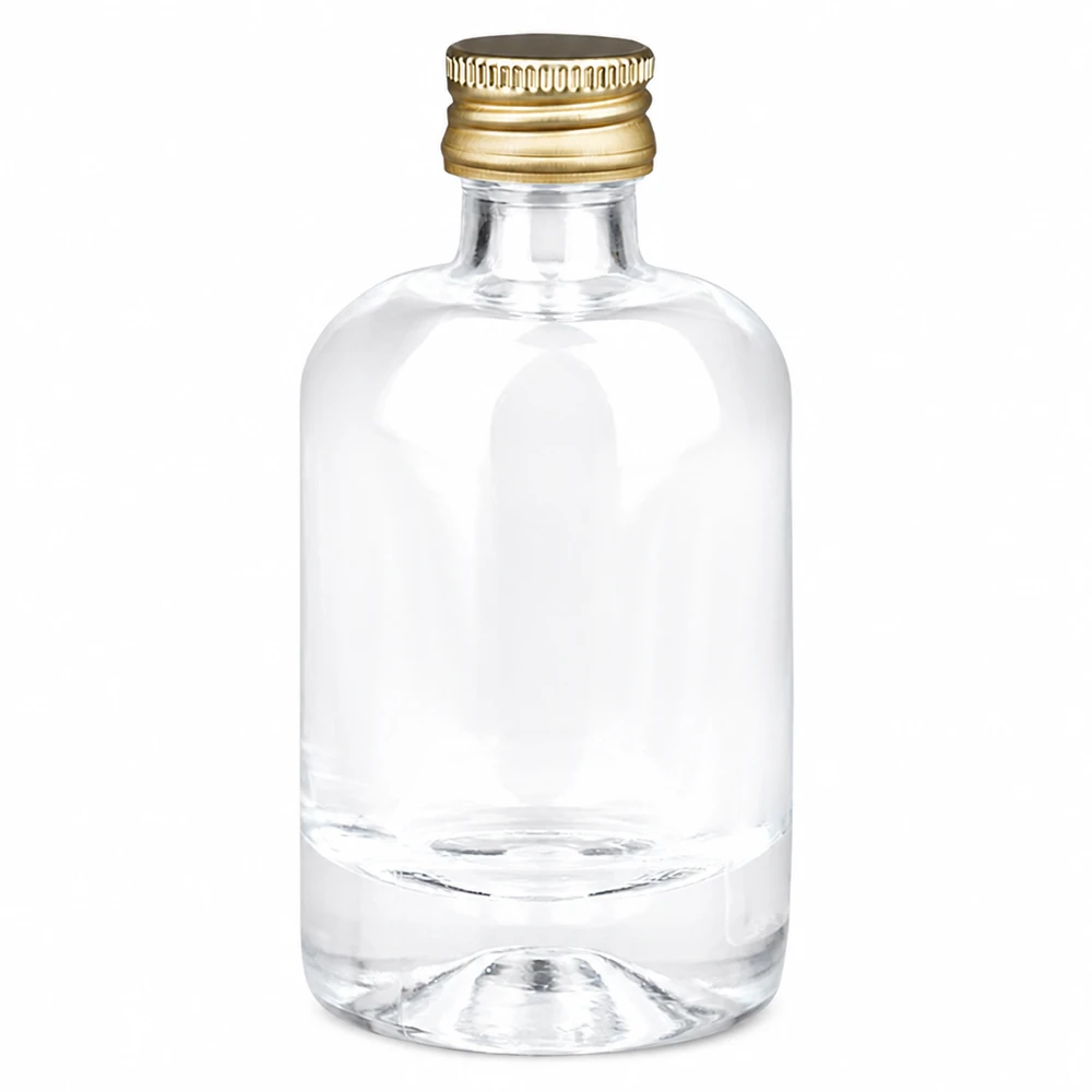 40ml Glasflasche "Sara" mit Schraubverschluss gold UNiTWIST 40ml Glasflasche Sara mit goldenem Schraubverschluss UNiTWIST - kleine runde Flasche transparent