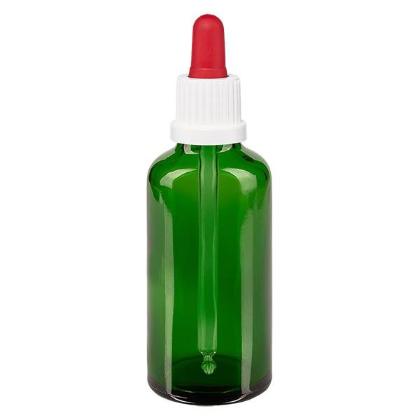 Apothekenflasche grün 50ml Pipette weiß/rot Originalitätsverschluss