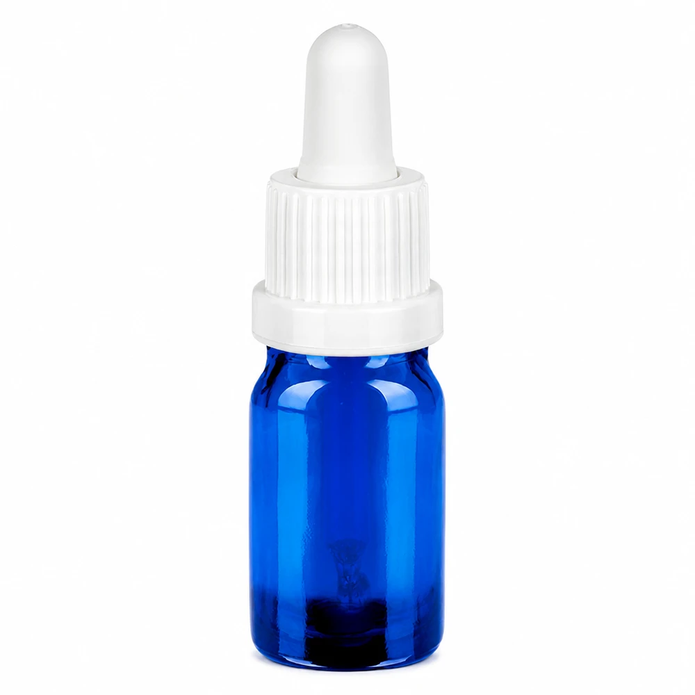 5ml Pipettenflasche weiß Originalitätsverschluss BlueLine UT18/5 Professionelle 5ml Tropfflasche aus blauem Glas mit kindersicherem weißem Verschluss