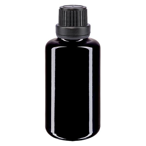 Apothekenflasche violett 30ml Tropfverschluss Giessring 2mm schwarz Originalitätsverschluss Apothekenflasche violett 30ml Tropfverschluss Giessring 2mm schwarz Originalitätsverschluss