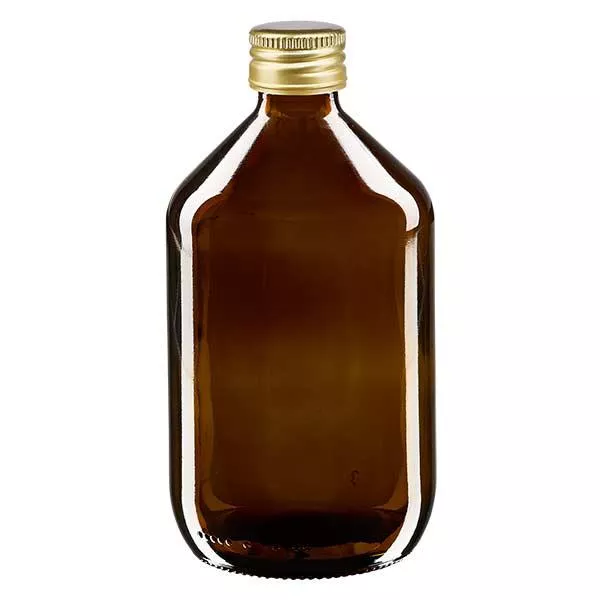 500ml Medizinflasche braun, mit Verschluss gold Aluminium ApoGlas 500ml Medizinflasche braun, mit Verschluss gold Aluminium ApoGlas