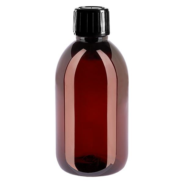PET Flasche 250ml mit schwarzem Spritzverschluss Originalitätsverschluss PET Flasche 250ml mit schwarzem Spritzverschluss Originalitätsverschluss