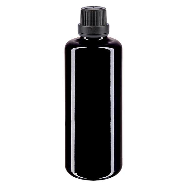 Apothekenflasche violett 50ml Tropfverschluss Giessring 2mm schwarz Originalitätsverschluss