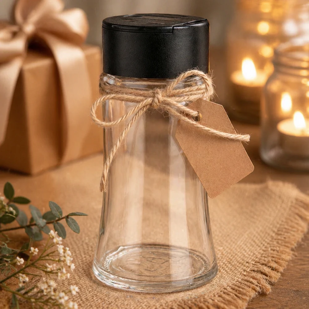 Salz-/Gewürzglas 95ml mit Doppelstreuer schwarz