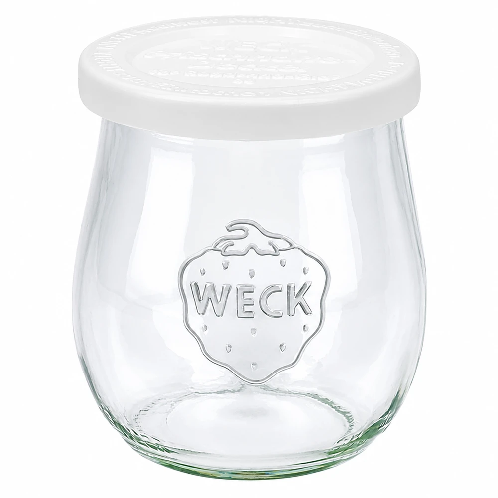 220ml Tulpenglas mit Frischedeckel WECK RR60 WECK Tulpenglas 220ml mit weißem Frischedeckel RR60 - Einmachglas aus Glas für Konservierung und Aufbewahrung