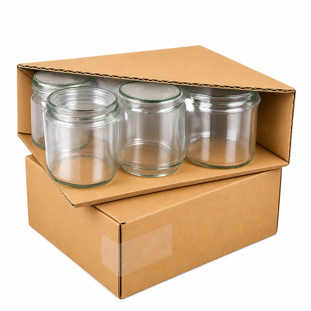 Sturzgläser 350ml im Karton verpackt, Versandverpackung für Einmachgläser mit BasicSeal Deckeln